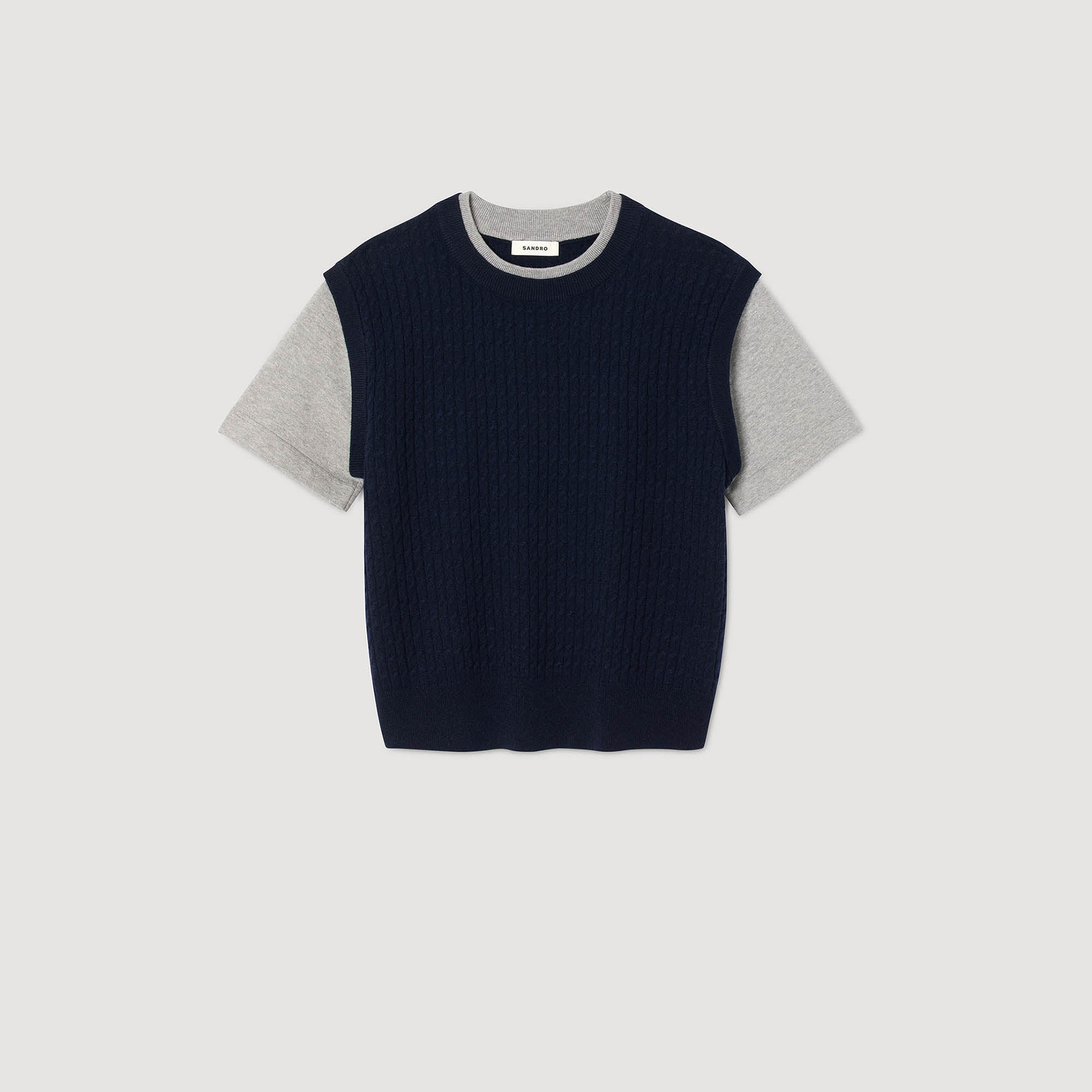 Hugues Dual-Material Knit Jumper Navy / Grey