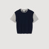 Hugues Dual-Material Knit Jumper Navy / Grey