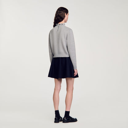 Ruffled-Neck Jumper Grey
