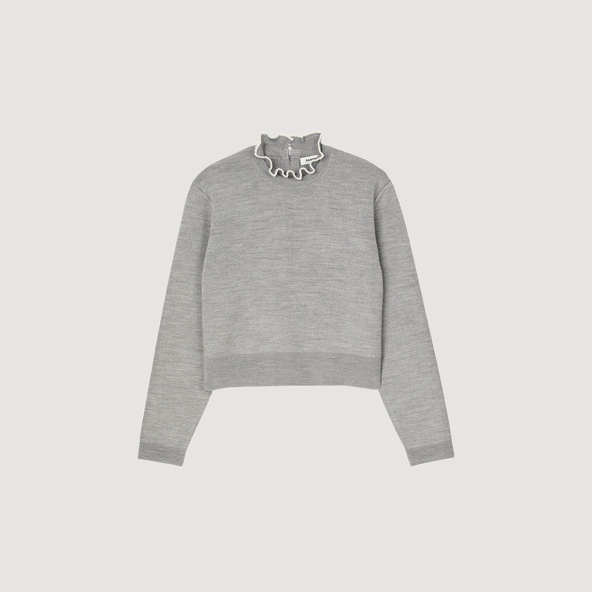 Ruffled-Neck Jumper Grey