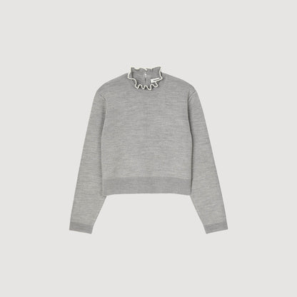 Ruffled-Neck Jumper Grey