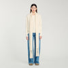 Knitted Jumper With Scarf Collar Ecru