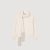 Knitted Jumper With Scarf Collar Ecru