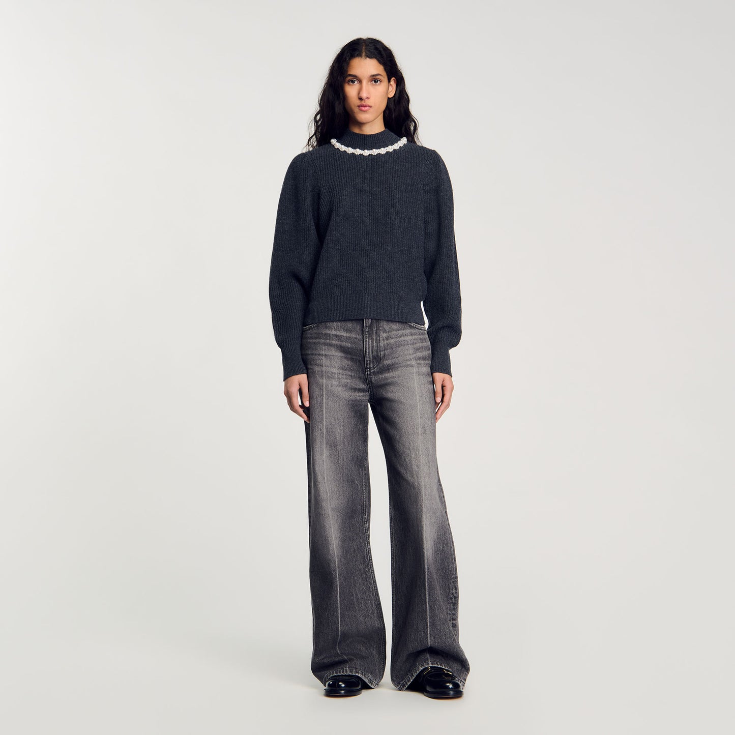 Ribbed Wool And Cashmere Jumper Dark Grey