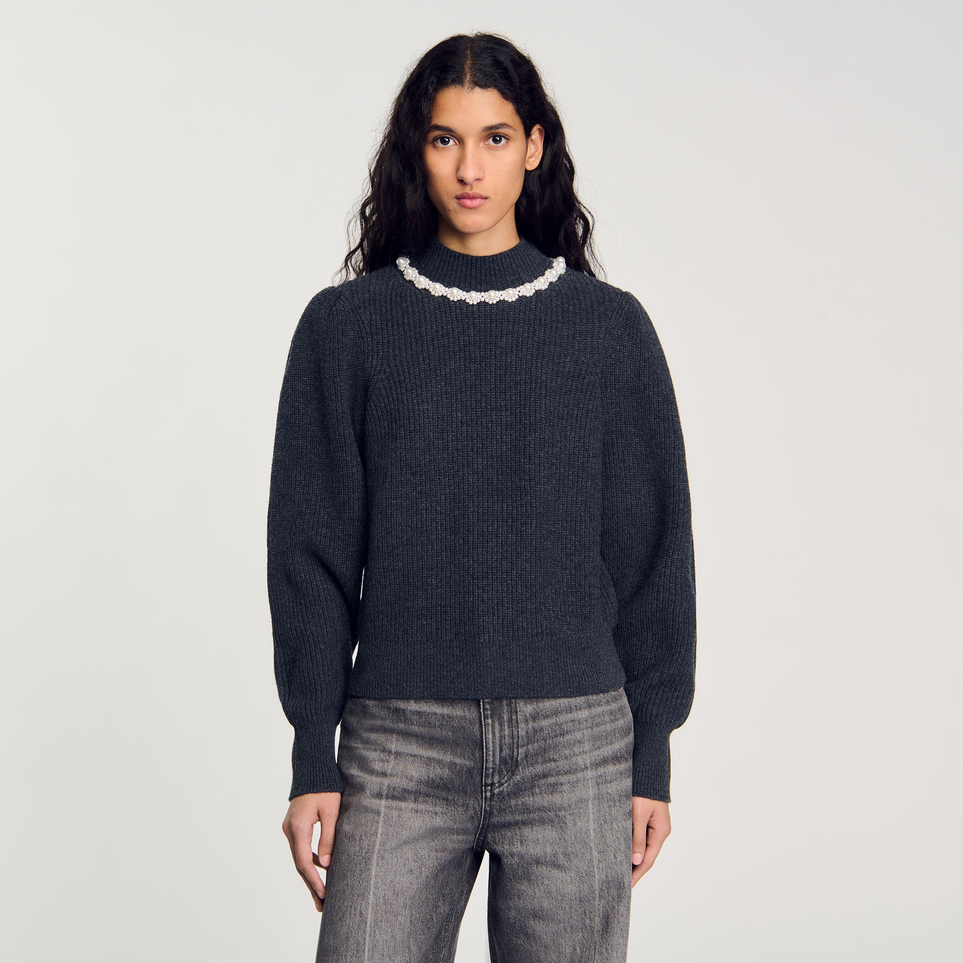 Ribbed Wool And Cashmere Jumper Dark Grey