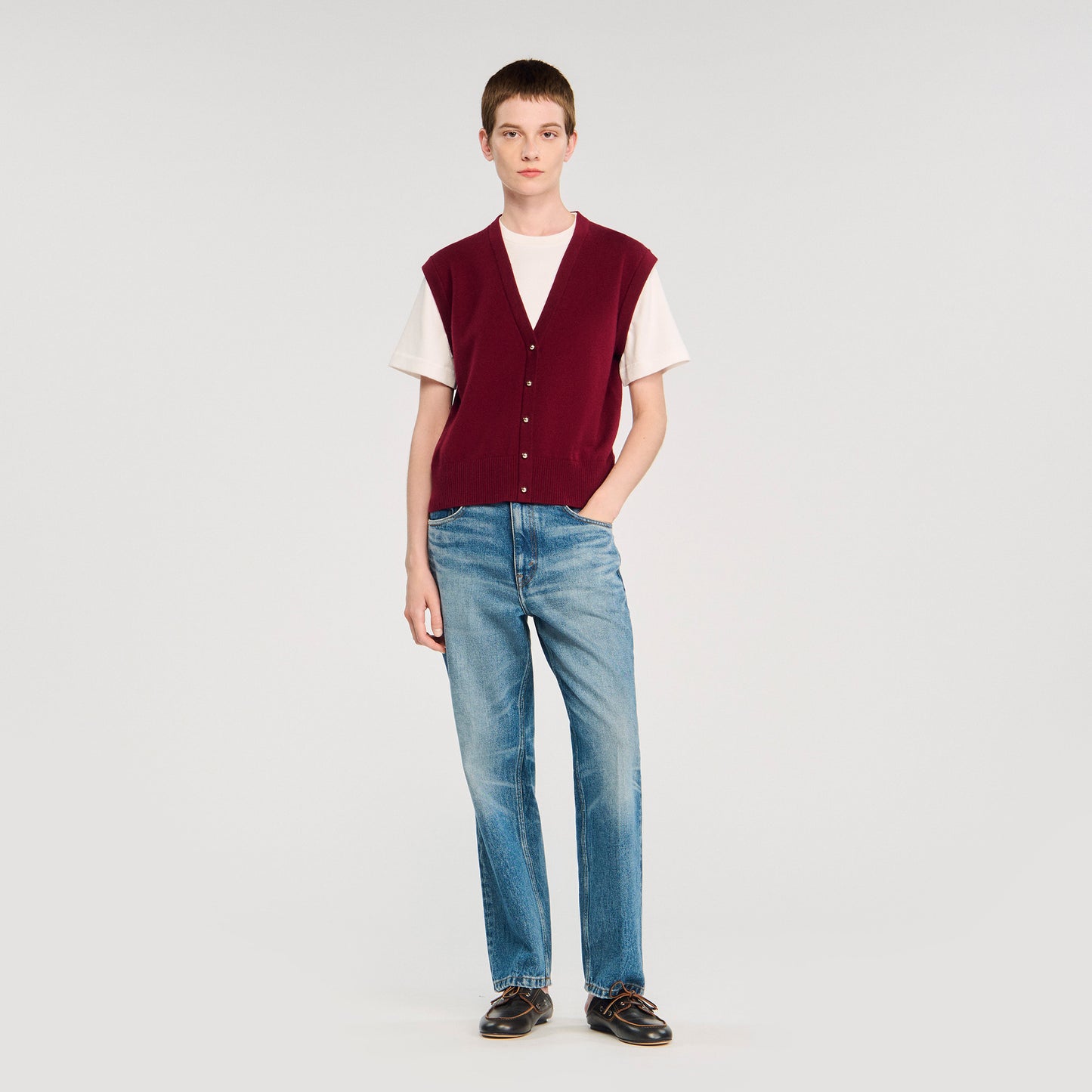 Jonas Two-Tone Wool And Cashmere Jumper Bordeaux