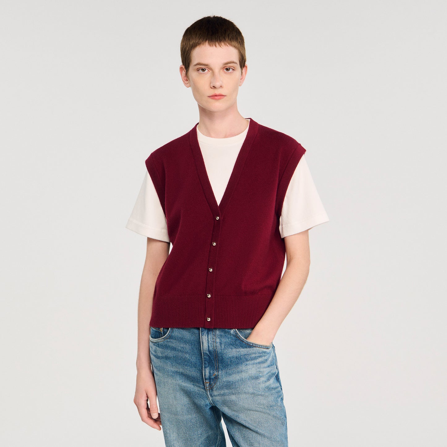 Jonas Two-Tone Wool And Cashmere Jumper Bordeaux