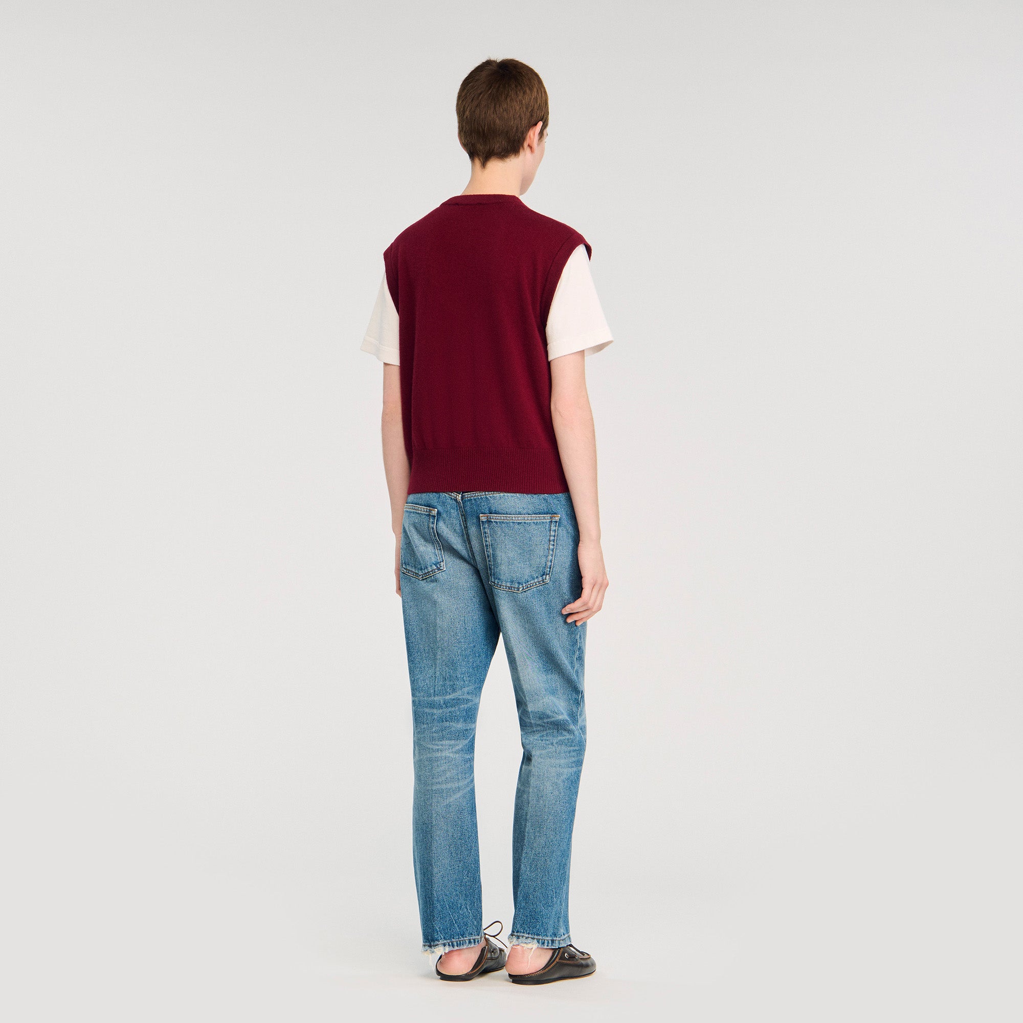 Jonas Two-Tone Wool And Cashmere Jumper Bordeaux