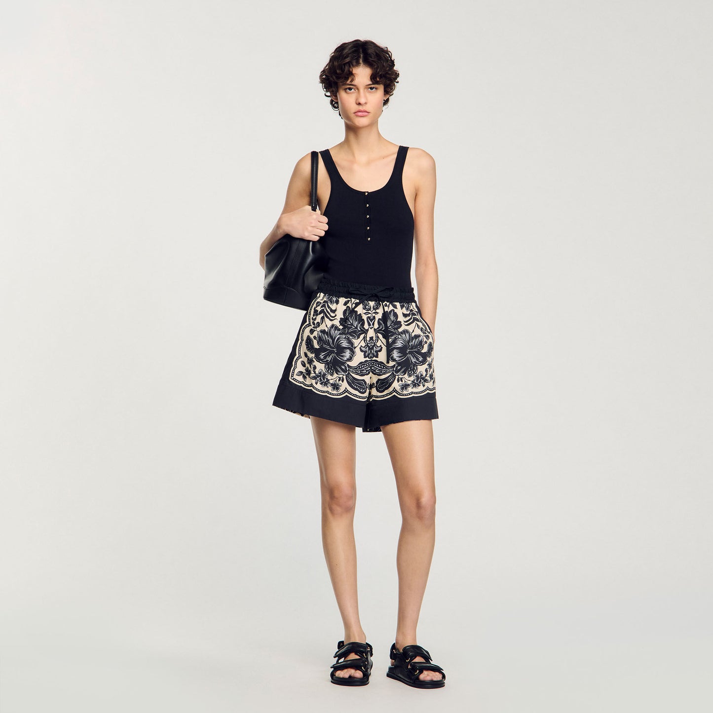 Black Rib Knit Vest Top
