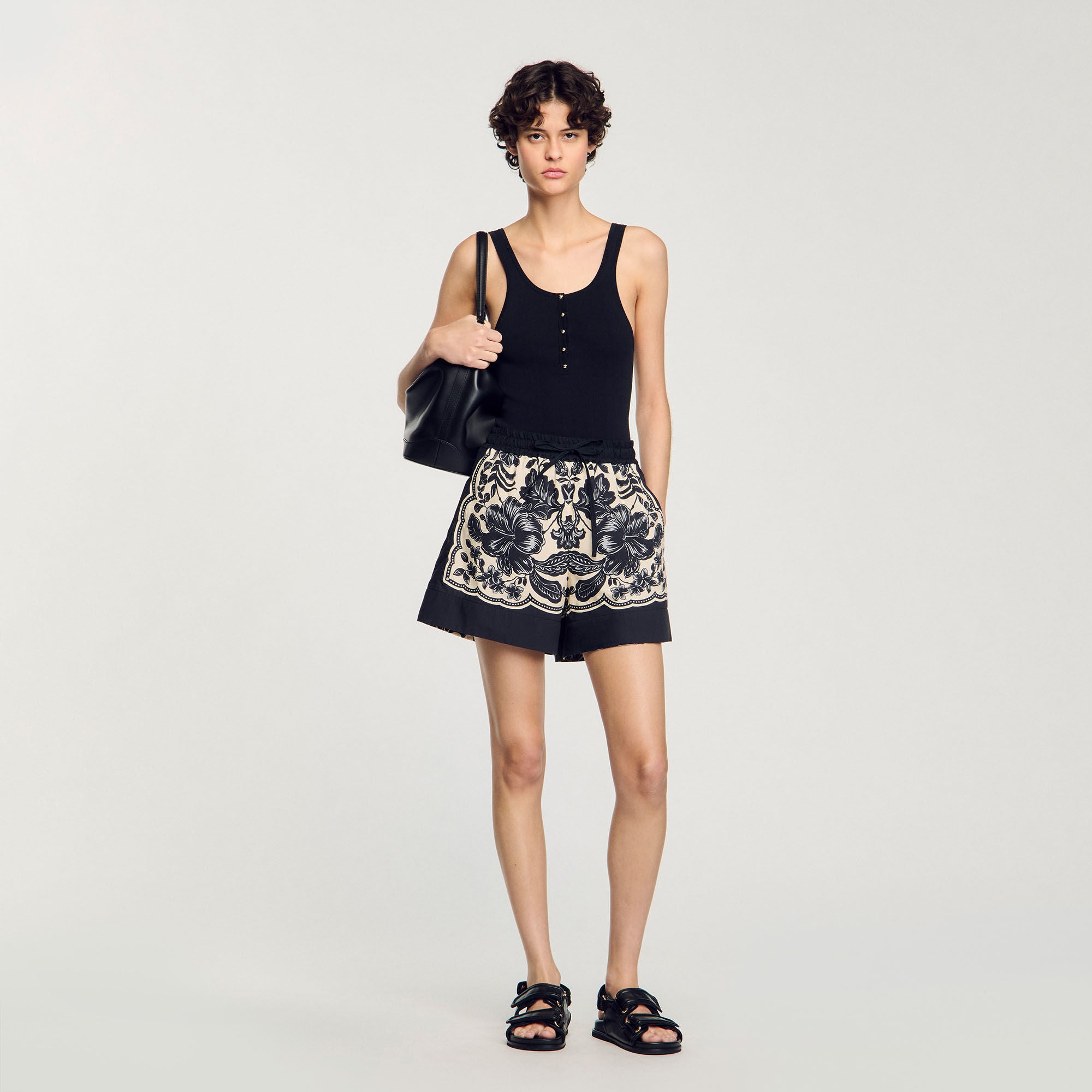 Black Rib Knit Vest Top