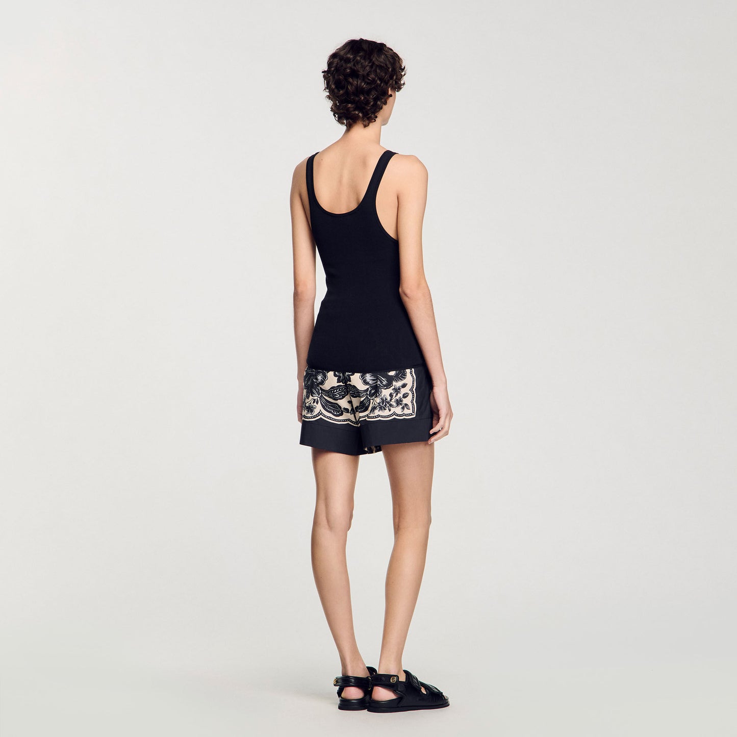 Black Rib Knit Vest Top