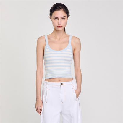 Bordeaux Knit Vest Top Sky Blue
