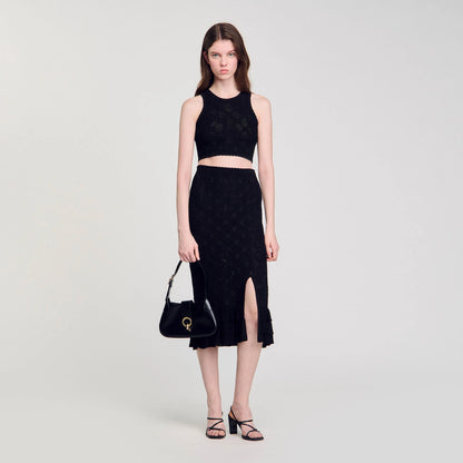 Alerio Decorative Knit Top Black