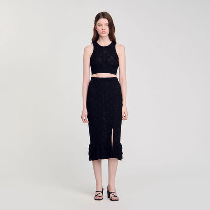 Alerio Decorative Knit Top Black