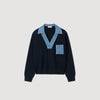 Madere Jumper With Denim Details Navy Blue