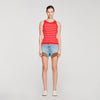Poema Striped Ribbed Vest Top Red