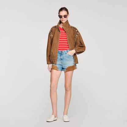 Poema Striped Ribbed Vest Top Red
