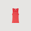 Poema Striped Ribbed Vest Top Red