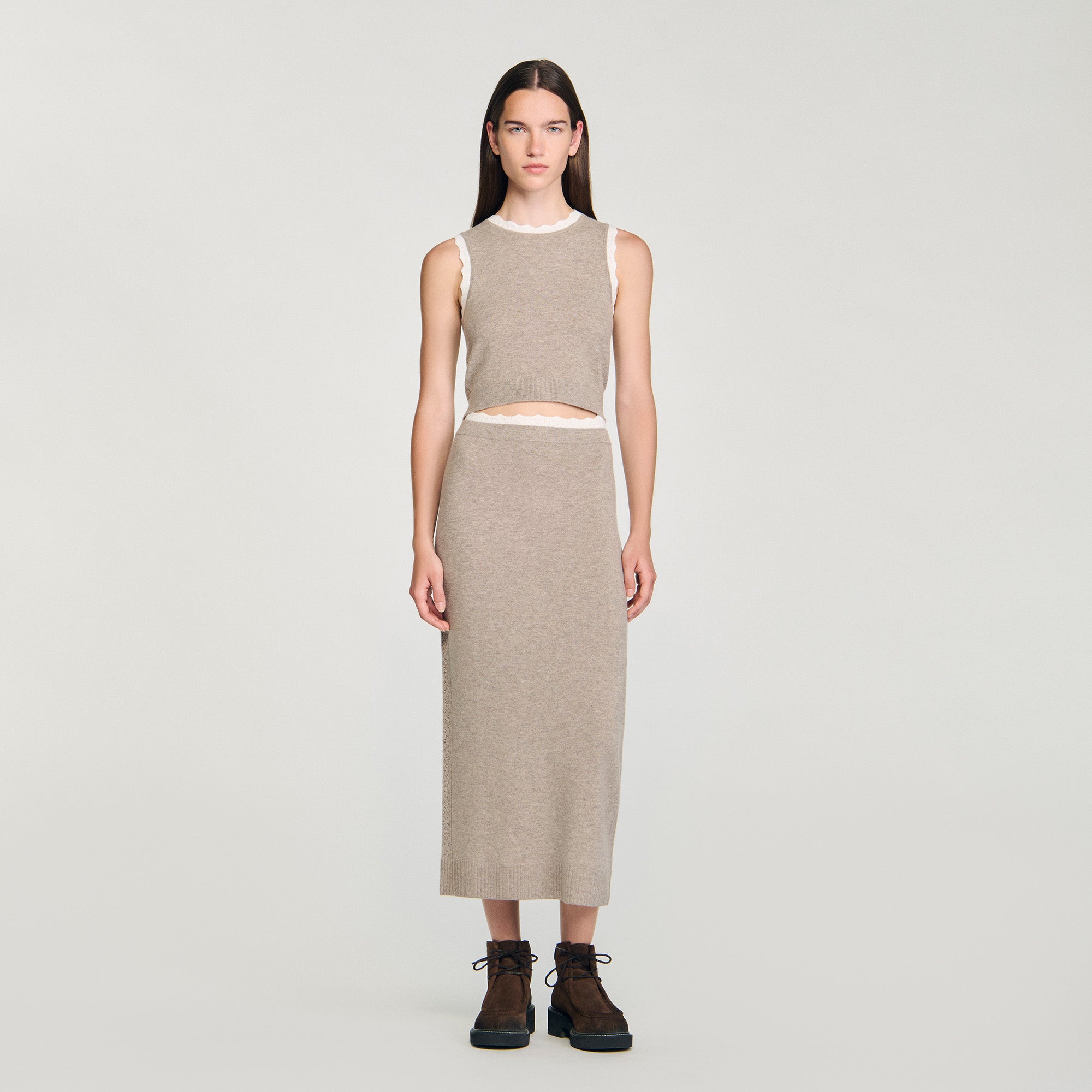 Eleo High-Neck Knit Jumper Taupe