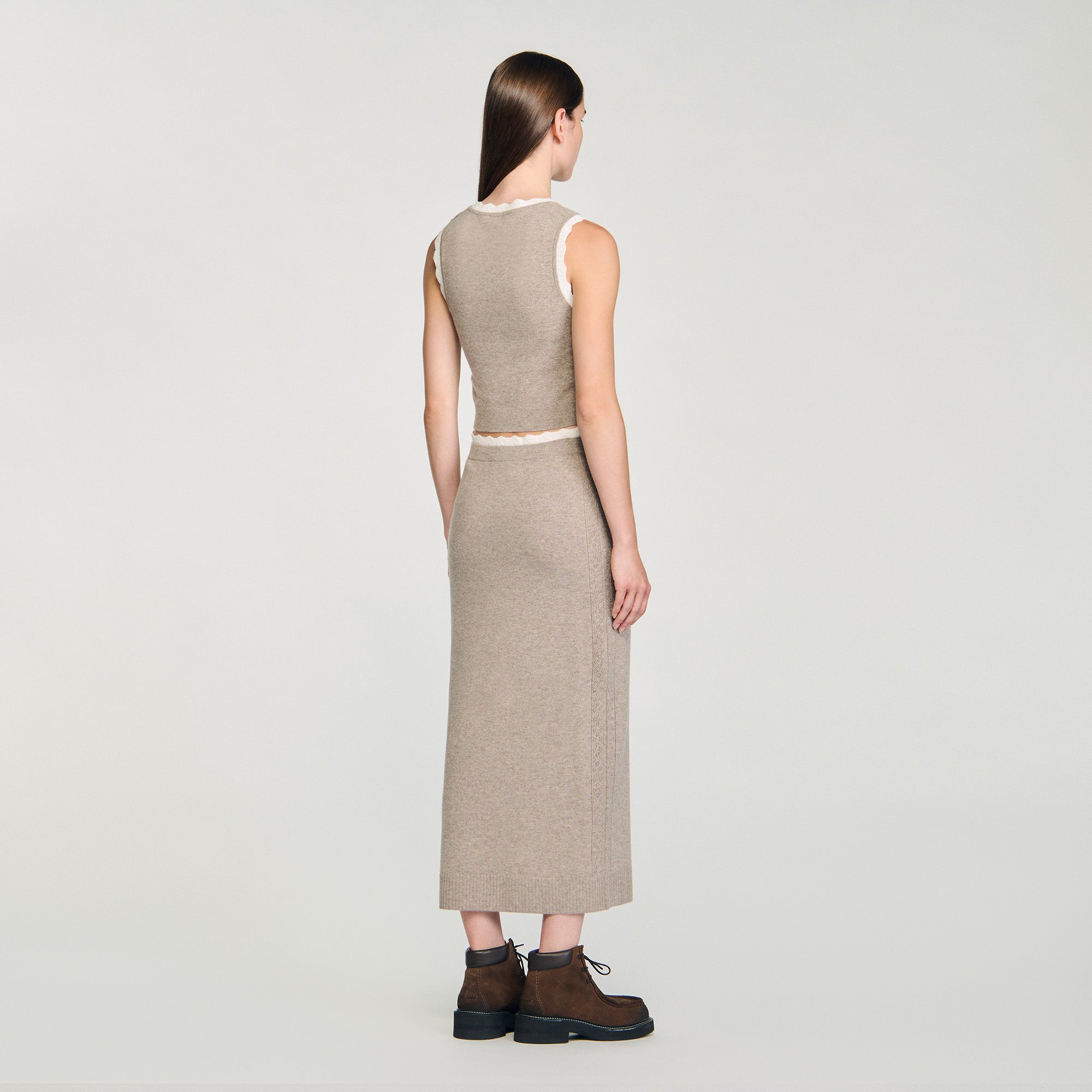 Eleo High-Neck Knit Jumper Taupe