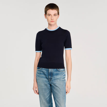 Erel Two-Tone Cropped Jumper Navy Blue