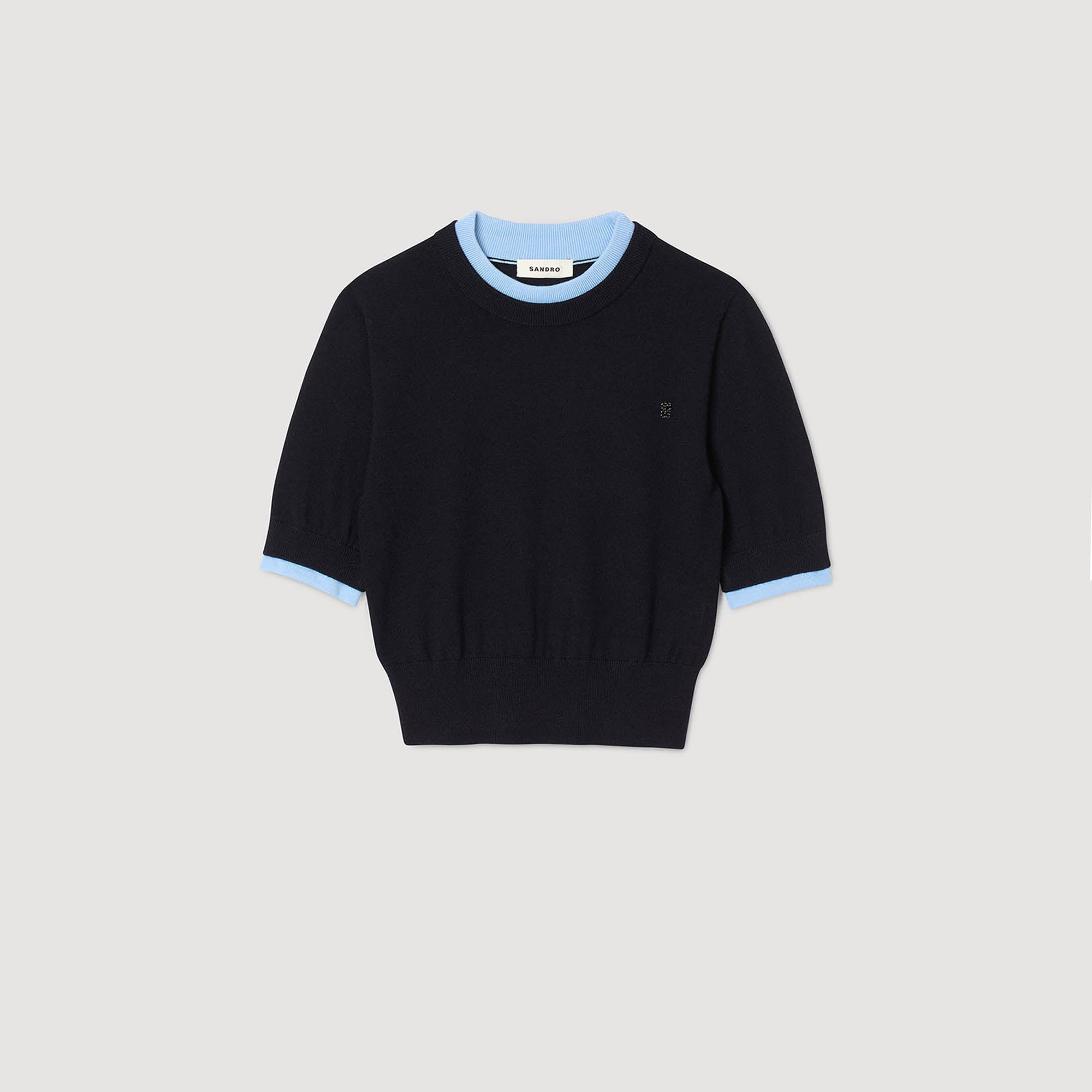 Erel Two-Tone Cropped Jumper Navy Blue