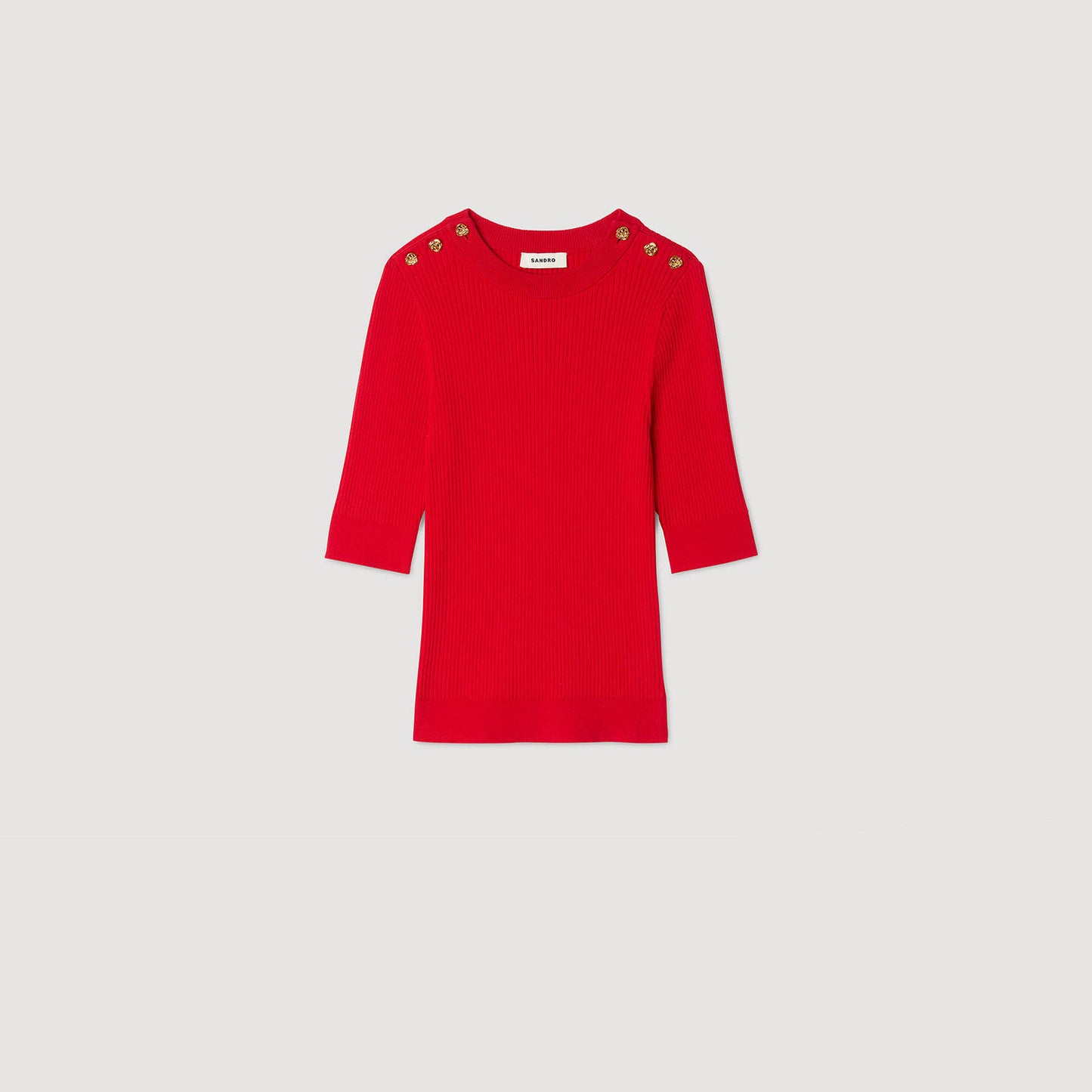 Victor Short-Sleeve Ribbed Jumper Red