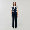 Eurie Argyle Layered Effect Jumper Navy Blue