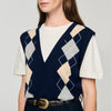 Eurie Argyle Layered Effect Jumper Navy Blue