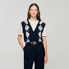 Eurie Argyle Layered Effect Jumper Navy Blue