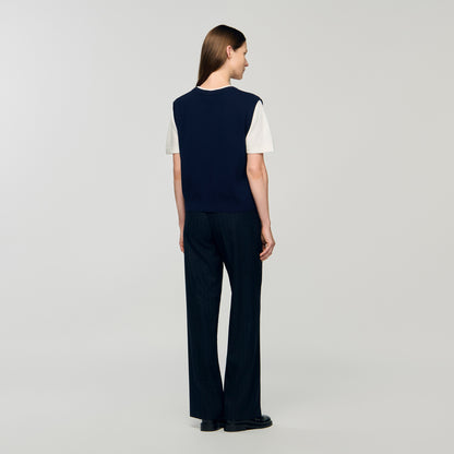 Eurie Argyle Layered Effect Jumper Navy Blue