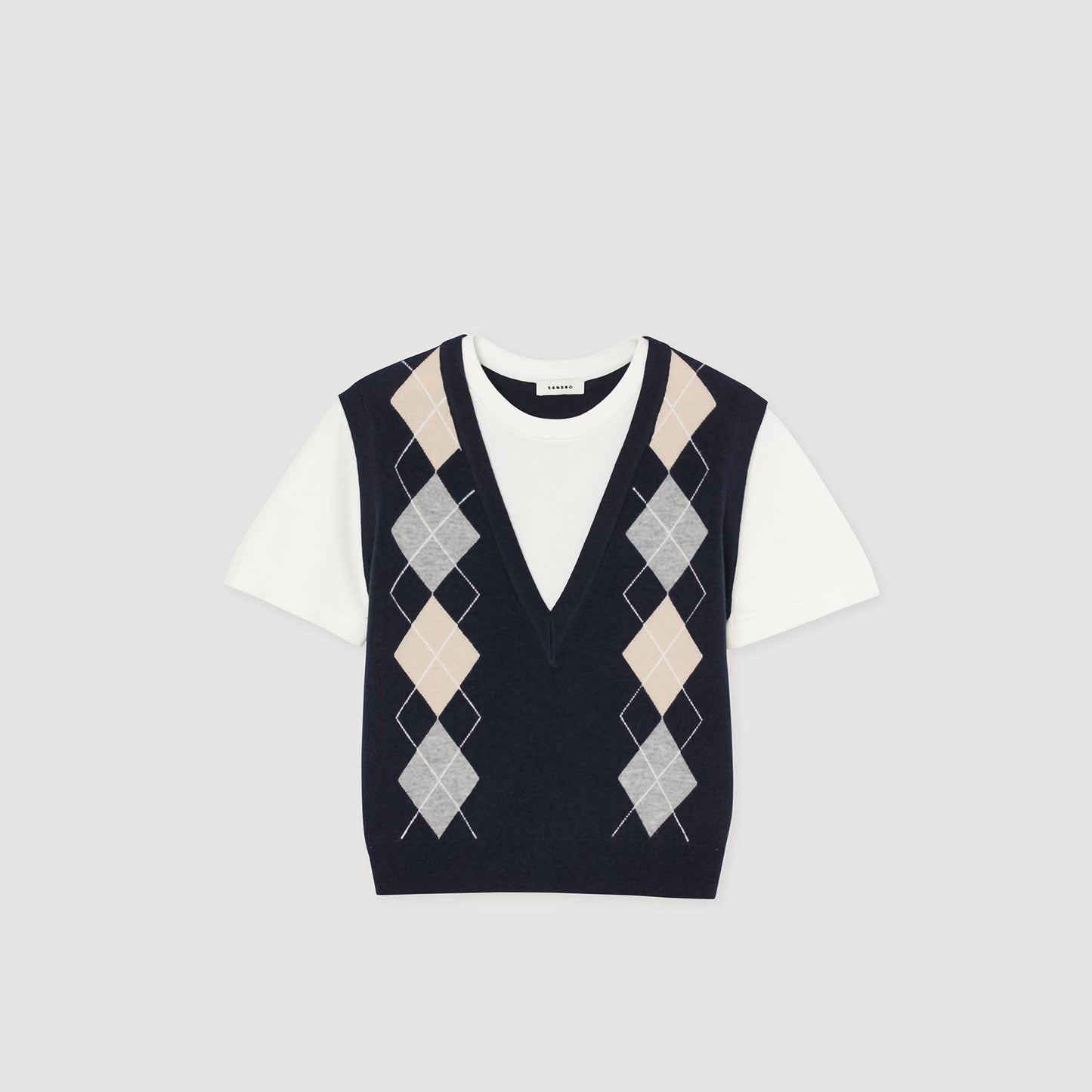 Eurie Argyle Layered Effect Jumper Navy Blue