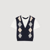 Eurie Argyle Layered Effect Jumper Navy Blue