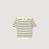 Madie Striped Jumper With Pearl Collar Ecru