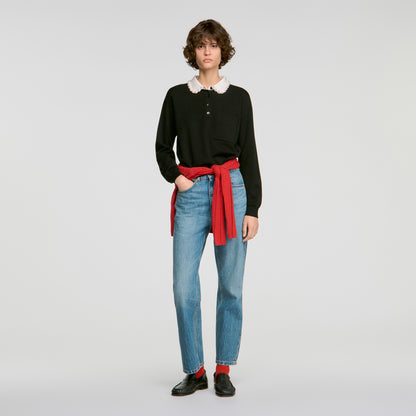 Fitzgerald Beaded polo-neck jumper Black