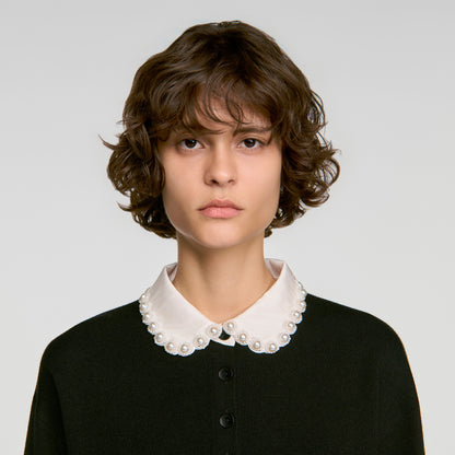 Fitzgerald Beaded polo-neck jumper Black