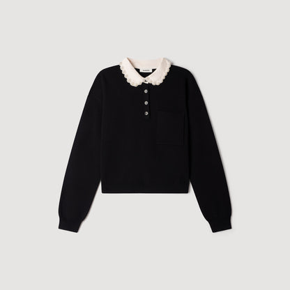 Fitzgerald Beaded polo-neck jumper Black