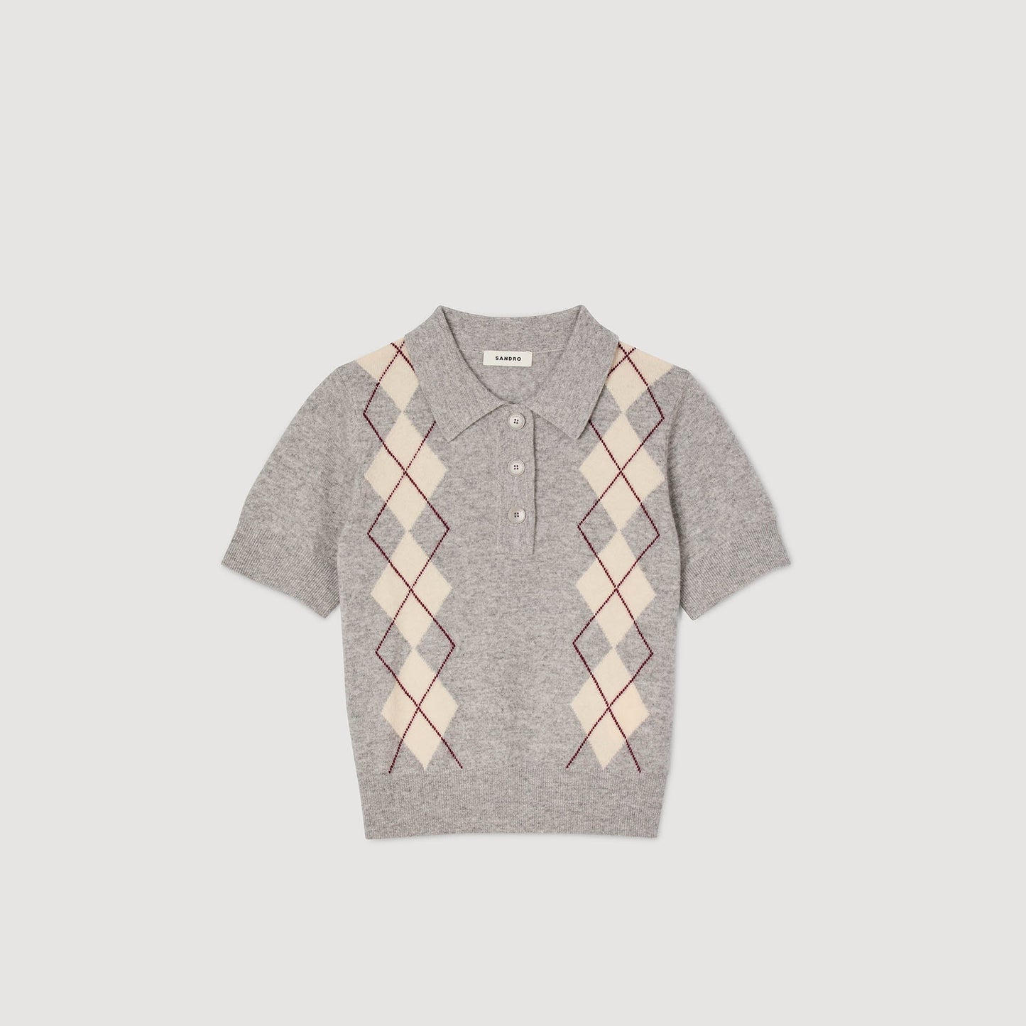 Mirano Argyle Polo-Neck Jumper Grey