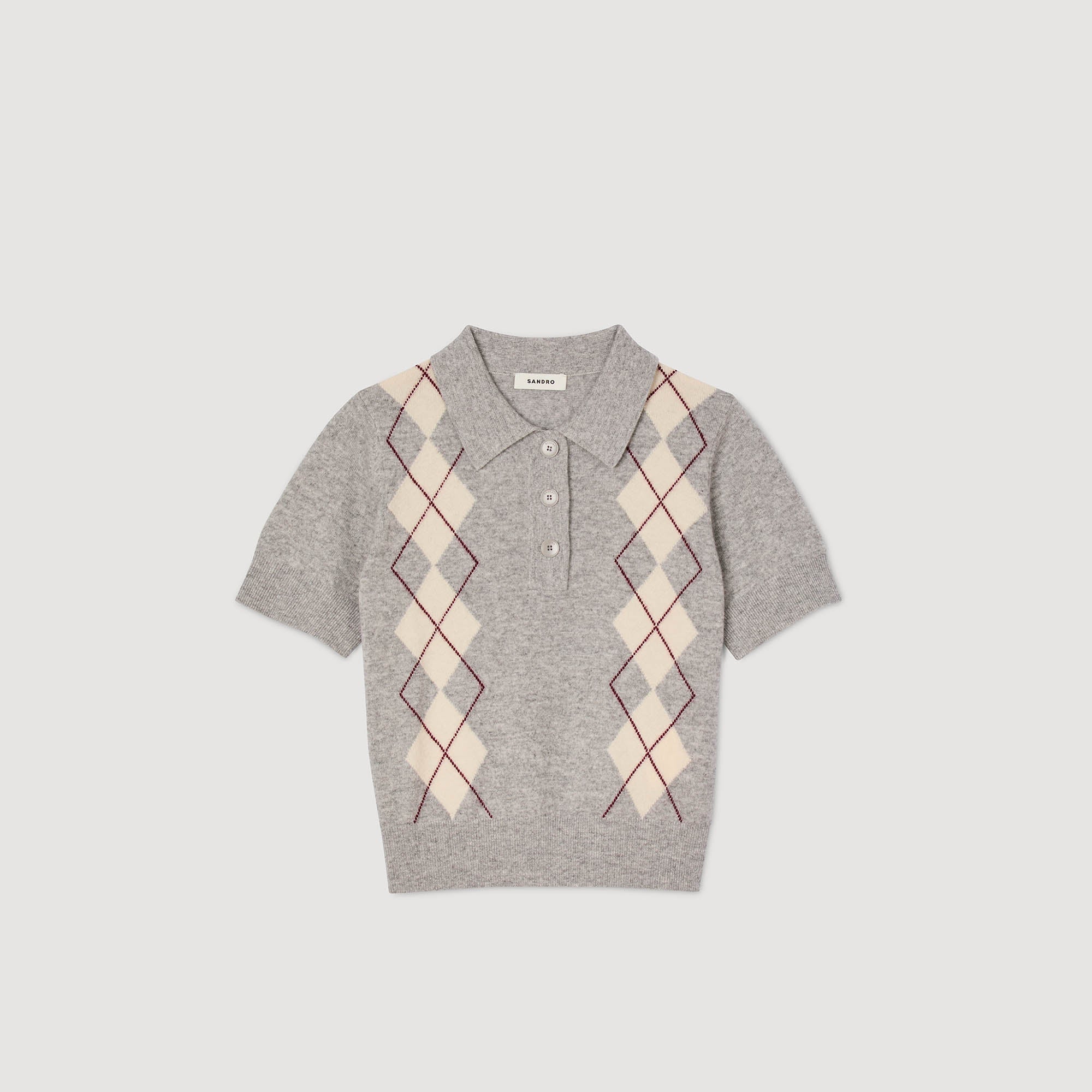 Mirano Argyle Polo-Neck Jumper Grey