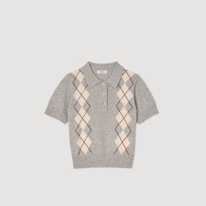 Mirano Argyle Polo-Neck Jumper Grey