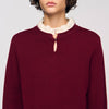 Amaris Ruffled-Neck Jumper Bordeaux