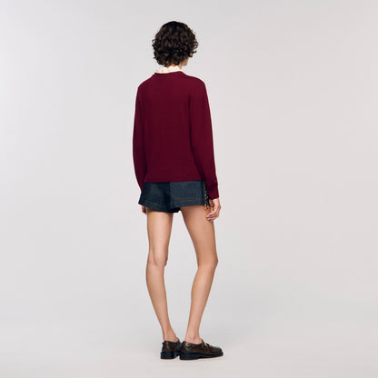 Amaris Ruffled-Neck Jumper Bordeaux