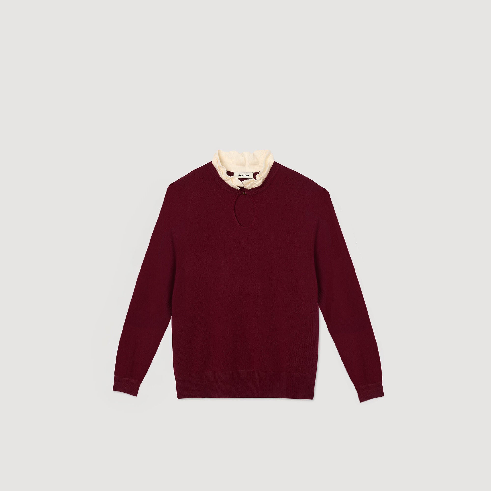 Amaris Ruffled-Neck Jumper Bordeaux