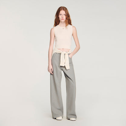 Timeo Sleeveless Short Knit Jumper Ecru