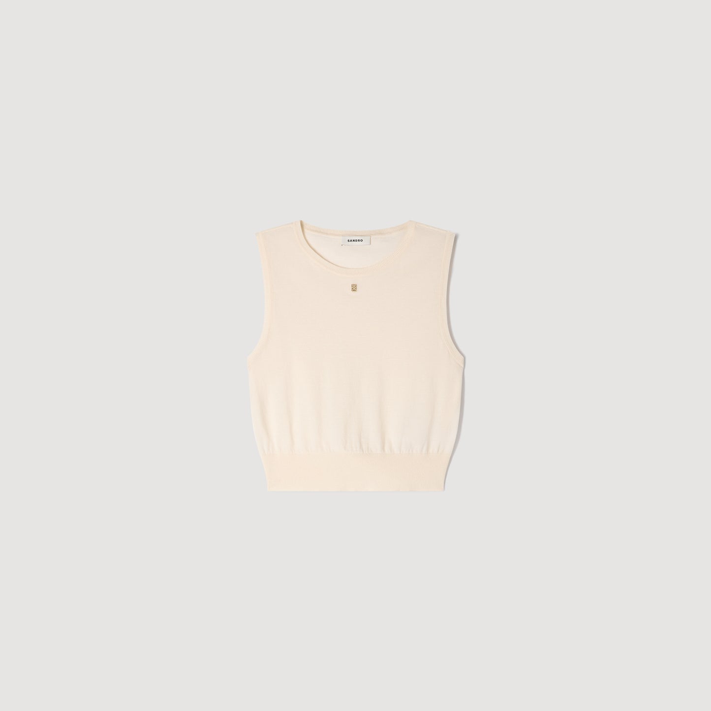 Timeo Sleeveless Short Knit Jumper Ecru