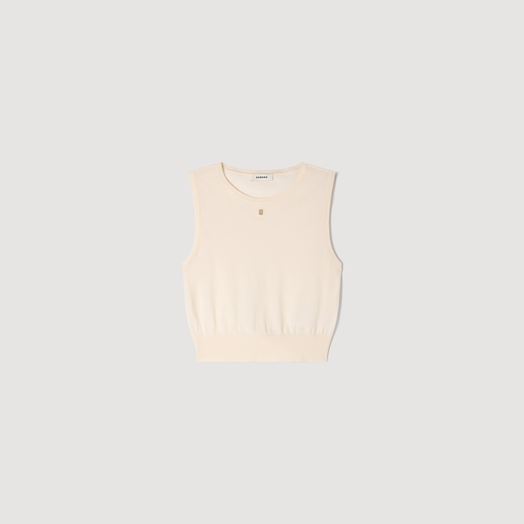 Timeo Sleeveless Short Knit Jumper Ecru