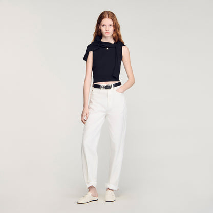 Timeo Sleeveless Short Knit Jumper BLACK