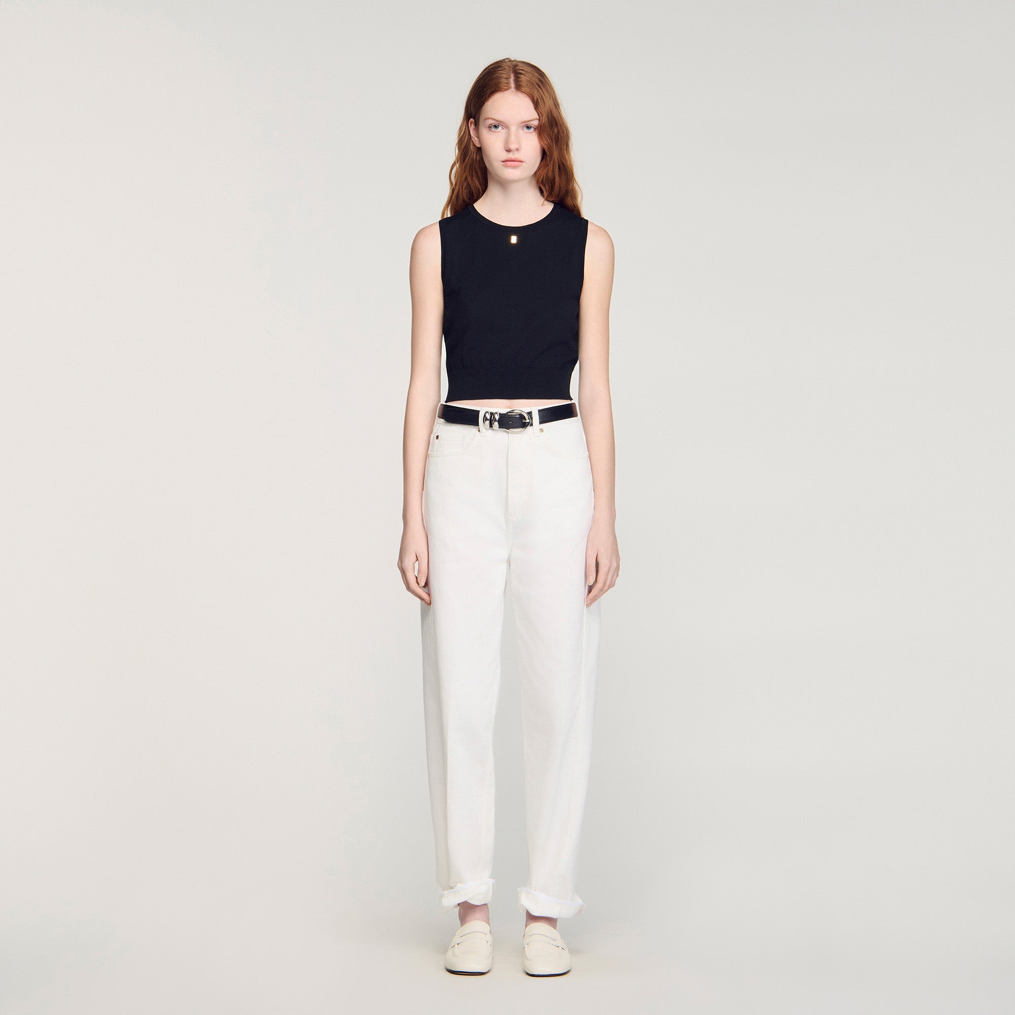Timeo Sleeveless Short Knit Jumper BLACK