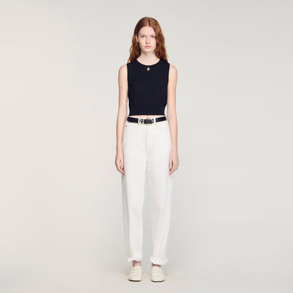 Timeo Sleeveless Short Knit Jumper BLACK