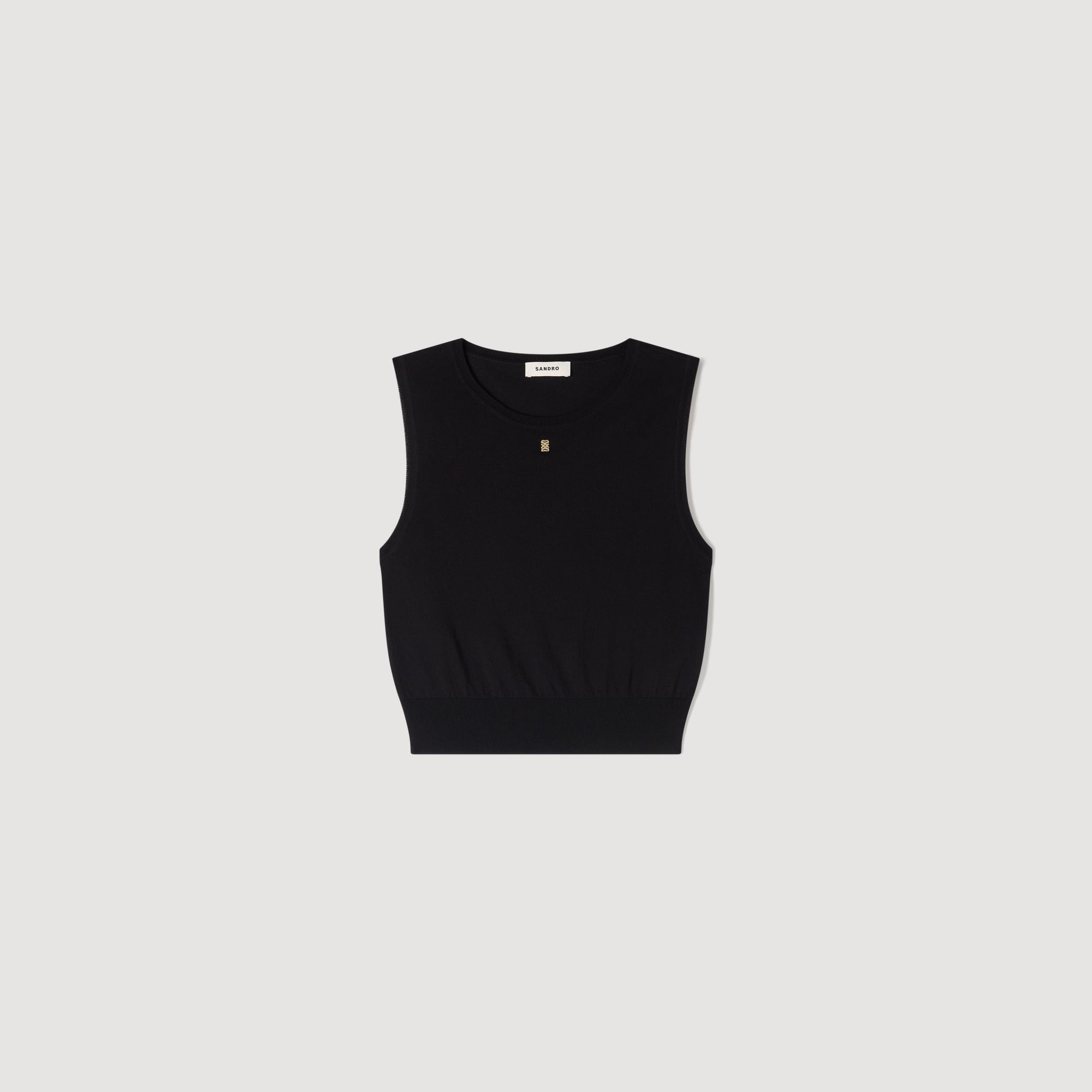 Timeo Sleeveless Short Knit Jumper BLACK